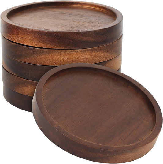 Dessous de verre – antidérapant, en bois, 5 pièces, 10cm