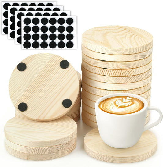 Dessous de verre – en bois, Lot de 24, 100 mm